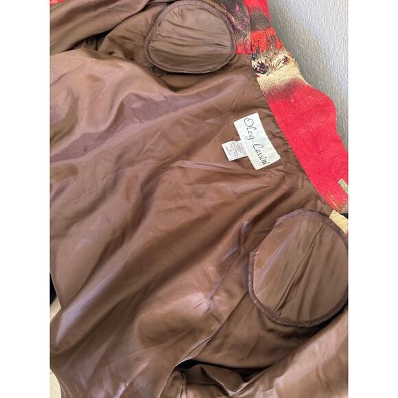 Vintage Oleg Cassini Safari Jacket Giraffe Palm Tree Desert Sunset Women Medium - Picture 5 of 6